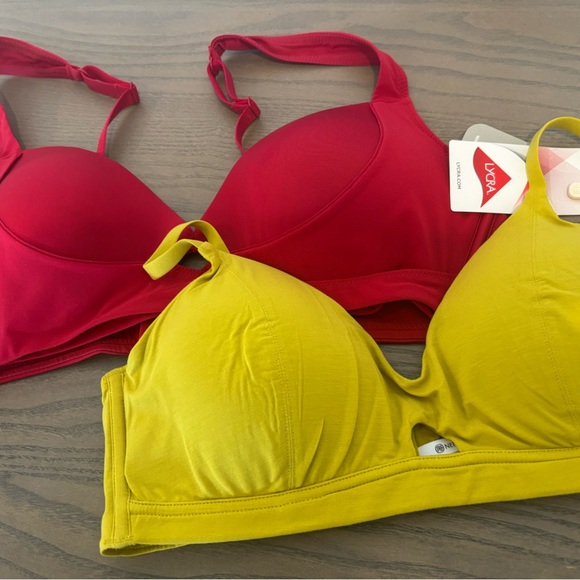 NWT PAIR of Neiwai Pure Comfort Bra 🍒 and Twin Cross Bra 🍋‍🟩Tencel- Mediums - Picture 1 of 8